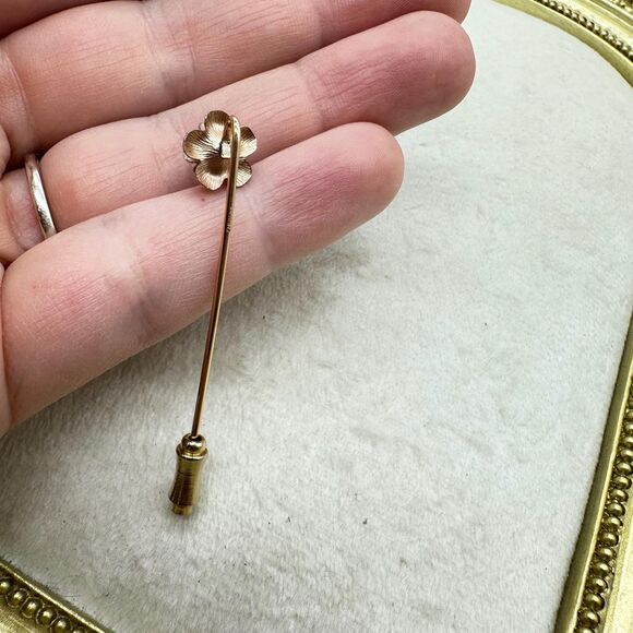 Vintage Jewelry Gold Tone Flower Stick Pin - Picture 3 of 3